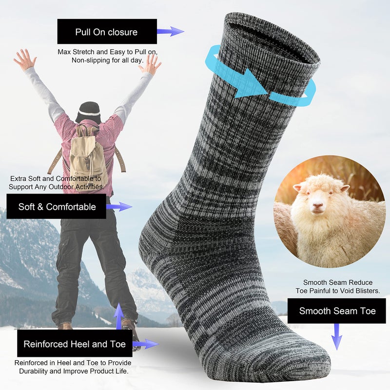 Ortis Men's Merino Wool Cushion Crew Socks with Moisture Wicking Control Light Weight Breathable for Outdoor Hiking Cycling(Light Grey L) - Image 3